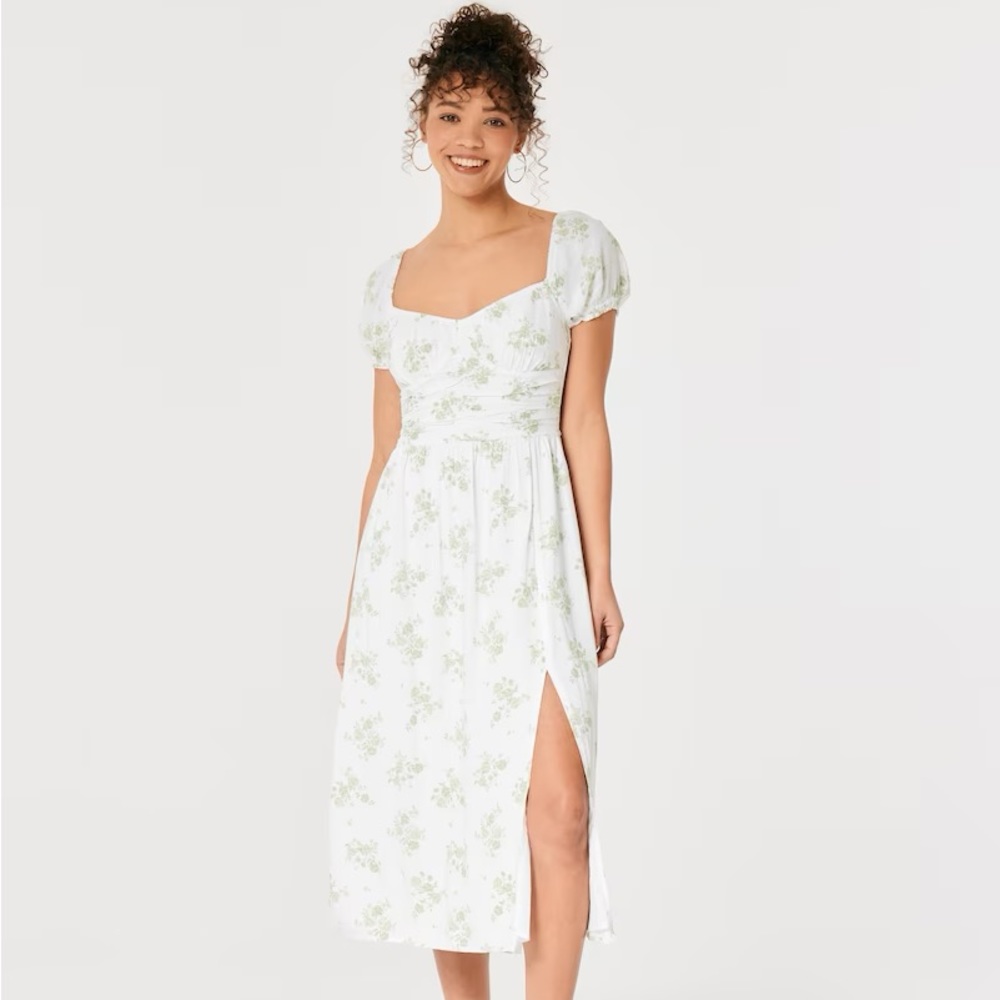 Hollister RUCHED WAIST MIDI DRESS